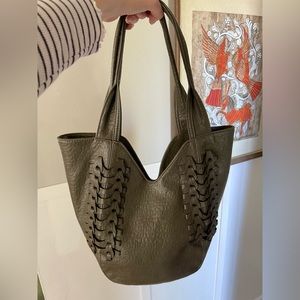 Anthropologie green woven bag